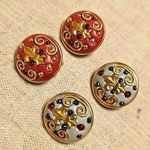 Antique Eduardian Austrian OM Fleur-de-lis Clip-on Earrings Set